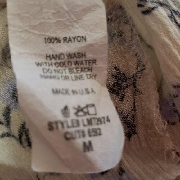 Lovely Melody M Top Blouse Cream Floral High Neck Swing Ruffle Cottagecore - Picture 6 of 6